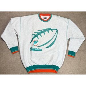 Legends Vtg Rare NFL Large Logo Embroidered‎ Miami Dolphins Sweatshirt Size XXL
